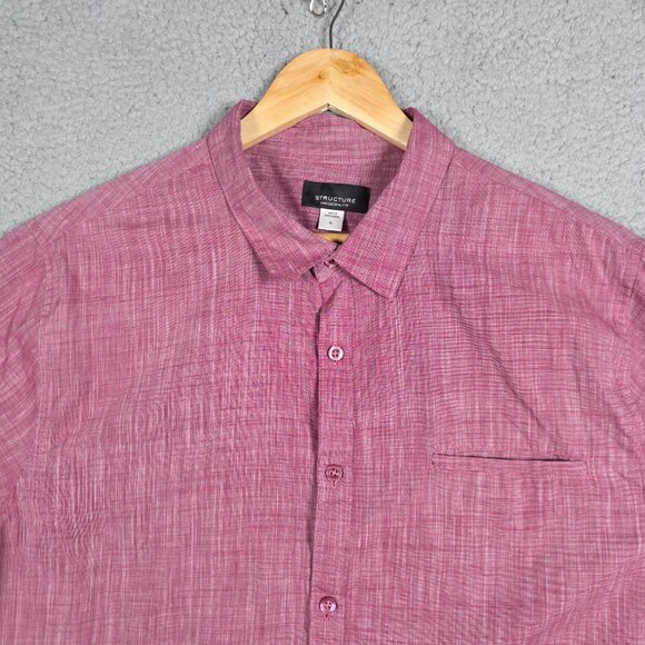 Structure Shirt Mens Size XL Magenta Slim Modern Fit Heathered Short Sleeve - Picture 2 of 11